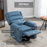 HOMCOM Electric Power Lift Recliner Chair for Elderly with Footrest Linen Reclining Chair for Living Room (Blue)(m-4)