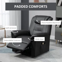 HOMCOM PU Leather Electric Power Lift Chair for Elderly with Remote Control and Footrest for Living Room (Black)(m-6)