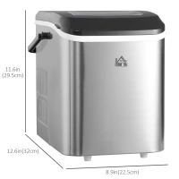 HOMCOM Portable Ice Makers Countertop, Self Cleaning Ice Machine with Ice Scoop and Basket, 9 Ice Cubes Ready in 6 Mins, 26lbs/24Hrs, 2 Sizes of Bullet Ice for Home Office, Black(m-3)