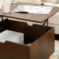 HOMCOM Coffee Table with Wood Legs, Lift Top Coffee Table with Drawer, Hidden Compartment, 38.6" x 21.3" x 18.9", Brown(m-9)