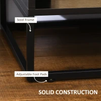 HOMCOM Nightstand, Bedside Table with Storage Shelves, Side End Table with Steel Legs for Bedroom, Black(m-6)