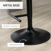 HOMCOM Adjustable Bar Stools Set of 2 Swivel Counter Height Barstools Chairs, PU Leather Solid Wood Back and Footrest, Black(m-7)