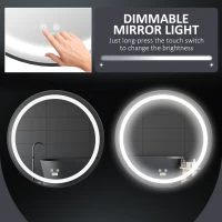 kleankin LED Bathroom Mirror for Vanity, Dimmable Lighted Anti Fog Wall Mirror with 3 Temperature Colors, Plug-in, 24 Inch(m-5)