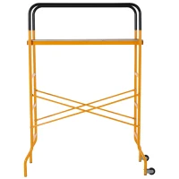 HOMCOM 4-Step Steel Scaffold Organizer Platform 2 Wheels for Easy Movement Non-Slip Design, for Indoor Outdoor Installation of Components and Parts, 45.25''x22.5''x70.75''(m-9)