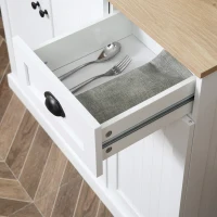 HOMCOM 71" Kitchen Pantry Buffet with Hutch Storage Cabinet Microwave Oven Stand with Drawer- White/Oak(m-9)