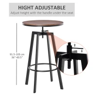 HOMCOM 3 Pieces Bar Table Set w/ 2 Stools Heavy Duty Steel Pub Dining Desk Chairs Industrial Metal Design Bistro Set Height Adjustable(m-6)