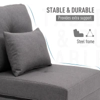 HOMCOM 2-In-1 Design Modern Style Floor Lazy Sofa with 5 Position Adjustable Backrest, Thick Padding, Metal Frame and 2 Pillows, for Living Room, Study, Bedroom, Balcony, Dark Grey(m-6)