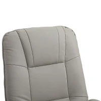 HOMCOM Manual Recliner Chair Armchair Sofa with Faux Leather Upholstered, Wood Base for Living Room Bedroom, Grey(m-8)