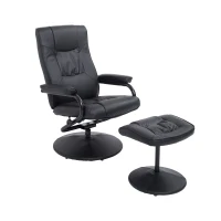 HOMCOM Ergonomic Faux Leather Lounge Armchair Recliner And Ottoman Set - Black(m-2)