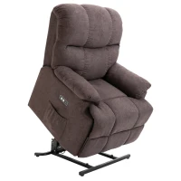 HOMCOM Electric Power Lift Recliner Chair Sofa for Elderly, for Gentle Lift Motor & USB Charger, Over Padded Plush Fabric Chair for Living Room, Brown(m-2)