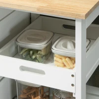 HOMCOM Rolling Kitchen Island Cart, Bar Serving Cart, Compact Trolley on Wheels with Wood Top, Shelves and Drawers (White)(m-10)