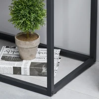 HOMCOM Industrial Style Entryway Console Table Desk with Drawers, Toughened Glass Shelf, 3D Wood Grain(m-9)