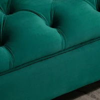 HOMCOM Upholstered Velvet Bench Button Tufted Multipurpose Shoe Stool for Living Room, Bedroom, Entryway, Green(m-8)