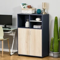 HOMCOM Multifunctional Bookcase with Doors Display Shelves Storage Cabinet for Books, Photos, Decorations, Home Office(m-1)