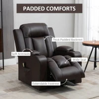 HOMCOM PU Leather Electric Power Lift Chair for Elderly Recliner Sofa with Cup Holders and Footrest (Brown)(m-6)