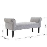 HOMCOM 52" Decorative Rolled Arm Bench Bed End Seat Thick Cushioned Entryway Grey(m-3)