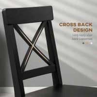HOMCOM Wooden Dining Chairs Set of 2, Kitchen Chairs with Cross Back, Solid Structure for Living Room and Dining Room, Black(m-5)