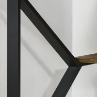 HOMCOM 55”  Computer Writing Desk, Corner Workstation, Laptop Table with K-Shaped Steel Leg and Storage Shelf, Brown and Black(m-8)
