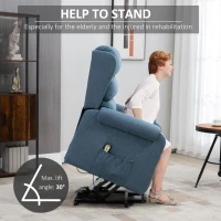 HOMCOM Electric Power Lift Recliner Chair for Elderly with Footrest Linen Reclining Chair for Living Room (Blue)(m-7)