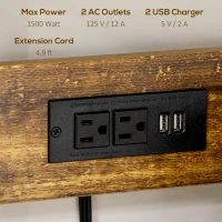 HOMCOM Kitchen Baker's Rack with Power Outlet, USB Ports, Coffee Bar Station with Adjustable Shelves, Rustic Brown(m-4)