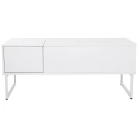 HOMCOM Foldable Wood Lift Top coffee Table Convertible Tea Desk Furniture with 2 Storage Drawer Tray White(m-4)