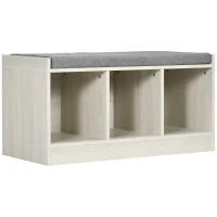 HOMCOM Shoe Bench with Storage Cubes, Shoe Cabinet with Cushion and Open Compartments, for Entryway, Hallway, White(m-2)
