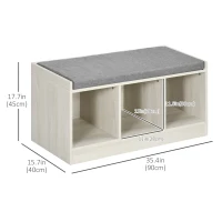 HOMCOM Shoe Bench with Storage Cubes, Shoe Cabinet with Cushion and Open Compartments, for Entryway, Hallway, White(m-3)