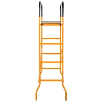 HOMCOM 4-Step Steel Scaffold Organizer Platform 2 Wheels for Easy Movement Non-Slip Design, for Indoor Outdoor Installation of Components and Parts, 45.25''x22.5''x70.75''(m-10)