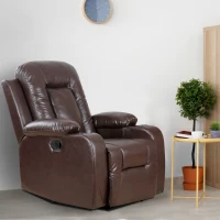 HOMCOM Manual Recliner Chair Lounger Sofa Chair Overstuffed Home Office Brown(m-1)