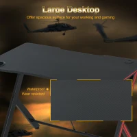 HOMCOM 41 inch Gaming Computer Desk, Home Office Gamer Table Workstation with Cup Holder and Headphone Hook(m-5)