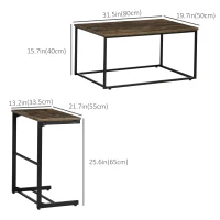 HOMCOM Nesting Tables Set of 2, Industrial Style Coffee Table Set with Metal Frame & Adjustable Foot Pads for Living Room, Bed Room, Brown(m-3)