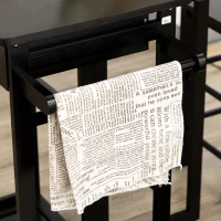 HOMCOM Bamboo Breakfast Cart 3 Piece Kitchen Trolley with Drop Leaf Table and 2 Square Stools, Coffee Brown(m-9)