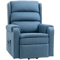 HOMCOM Electric Power Lift Recliner Chair for Elderly with Footrest Linen Reclining Chair for Living Room (Blue)(m-2)