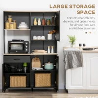 HOMCOM 71" Freestanding Kitchen Pantry, Buffet with Hutch, Modern Storage Cabinet Cupboard, Microwave Cabinet with Doors and Adjustable Shelf, Black(m-4)