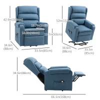 HOMCOM Electric Power Lift Recliner Chair for Elderly with Footrest Linen Reclining Chair for Living Room (Blue)(m-3)