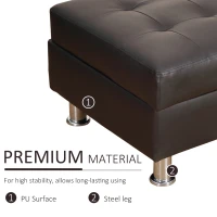 HOMCOM Convertible Adjustable 3-Position Futon Set Sofa Bed Couch Chaise Lounge with Ottoman and 2 Pillows(m-7)