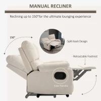 HOMCOM Double Reclining Loveseat, 2 Seater Manual Recliner Chair, Upholstered Reclining Sofa Chair with Footrest and Split Backrest, Beige(m-5)