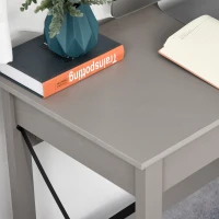 HOMCOM Rectangle Laptop Table Minimalist Style Home Office Computer Desk Writing Workstation  Grey Wood Grain(m-8)