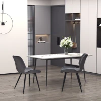 HOMCOM Modern Dining Chairs Set of 2, PU Leather Upholstered Kitchen Chair with Moulded Seats, Metal Frame, Grey(m-1)