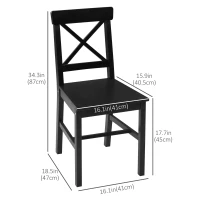 HOMCOM Wooden Dining Chairs Set of 2, Kitchen Chairs with Cross Back, Solid Structure for Living Room and Dining Room, Black(m-3)