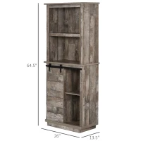 HOMCOM 65" Freestanding Rustic Kitchen Pantry, Buffet with Hutch Storage Cabinet with Barn Door Design, Adjustable Shelf, Vintage Wood(m-3)