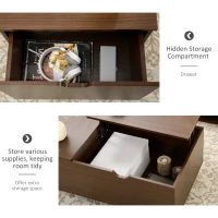 HOMCOM Coffee Table with Wood Legs, Lift Top Coffee Table with Drawer, Hidden Compartment, 38.6" x 21.3" x 18.9", Brown(m-5)