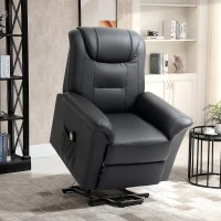 HOMCOM PU Leather Electric Power Lift Chair for Elderly with Remote Control and Footrest for Living Room (Black)(m-1)