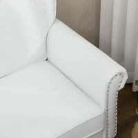 HOMCOM 3-Seater Sofa Couch, 81" Modern Upholstered Linen Fabric Sofa with Rubberwood Legs, Nailhead Trim and Rolled Arms for Living Room, Bedroom and Apartment, White(m-9)