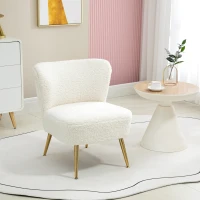 HOMCOM Lounge Chair for Bedroom Living Room Chair with Soft Upholstery and Gold Legs White(m-1)