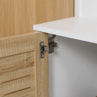 HOMCOM Modern Hall Tree, Entryway Coat Rack with Shoe Bench, 5 Hooks, Storage Shelf and Slatted Door Cabinet for Hallway, White(m-9)