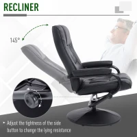 HOMCOM Ergonomic Faux Leather Lounge Armchair Recliner And Ottoman Set - Black(m-4)