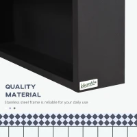 kleankin Bathroom Medicine Cabinet, Wall-Mounted Mirror Cabinet with Single Door, Storage Shelves and Stainless Steel Frame for Laundry Room, Black(m-6)