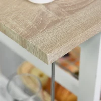 HOMCOM Rolling Kitchen Cart, Utility Storage Cart with 4 Baskets, Drawer, Side Racks, Wheels for Dining Room, Natural and White(m-10)