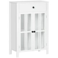 HOMCOM Kitchen Cabinet, Storage Cabinet, Sideboard Buffet Cabinet with Double Glass Doors for Kitchen, Dining Room, White(m-2)